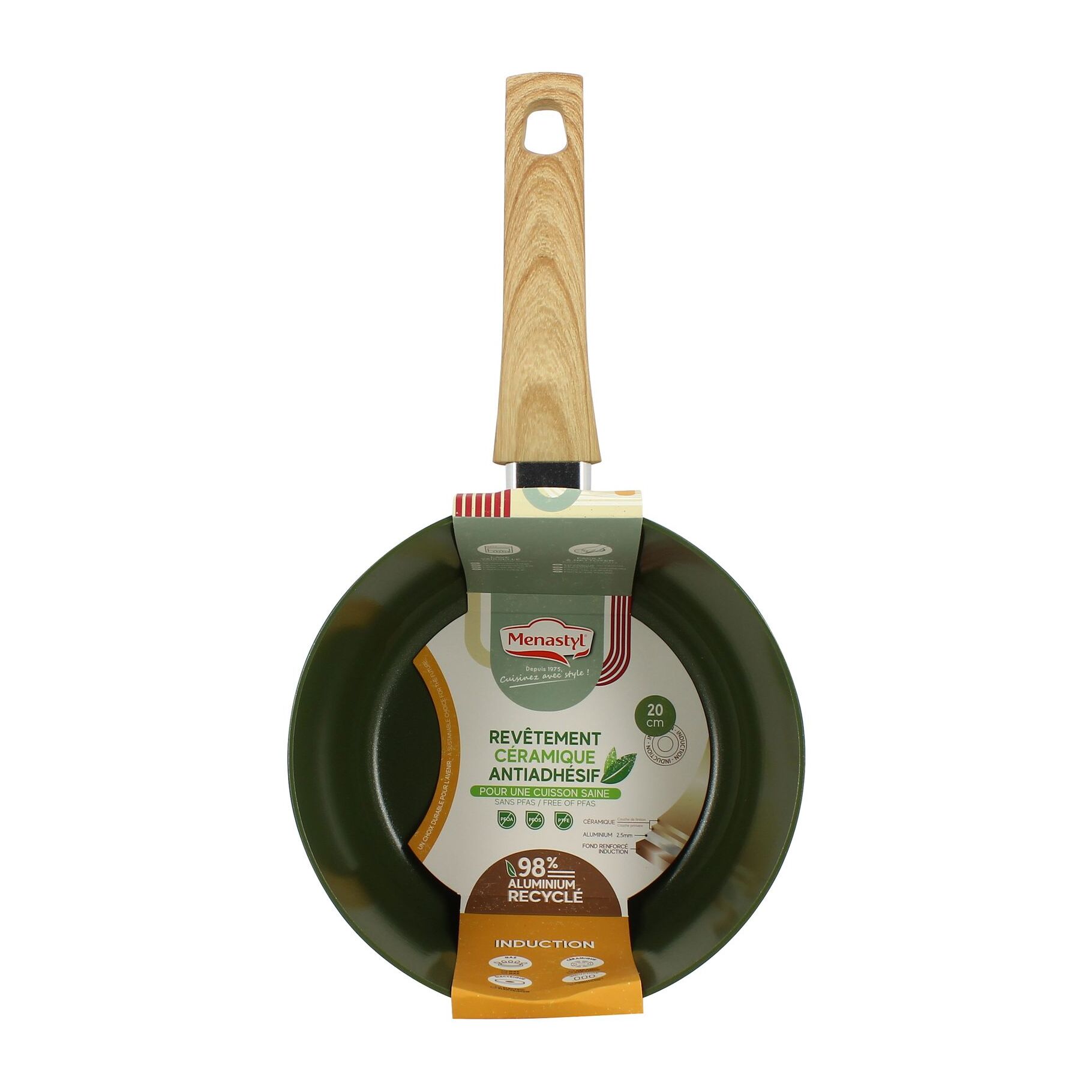 Casserole 20cm avec revêtement céramique vert - tous feux COLORAMA