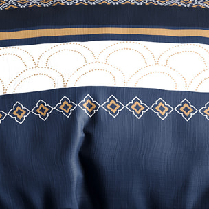 Parure housse de couette coton bleu