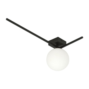 Lampada da soffitto IMAGO in acciaio nero e vetro opalino
