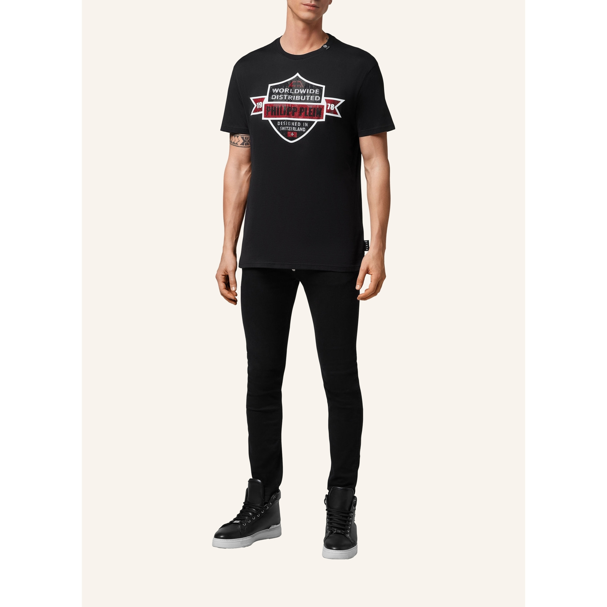 PHILIPP PLEIN Camiseta de cuello redondo y manga corta CREST