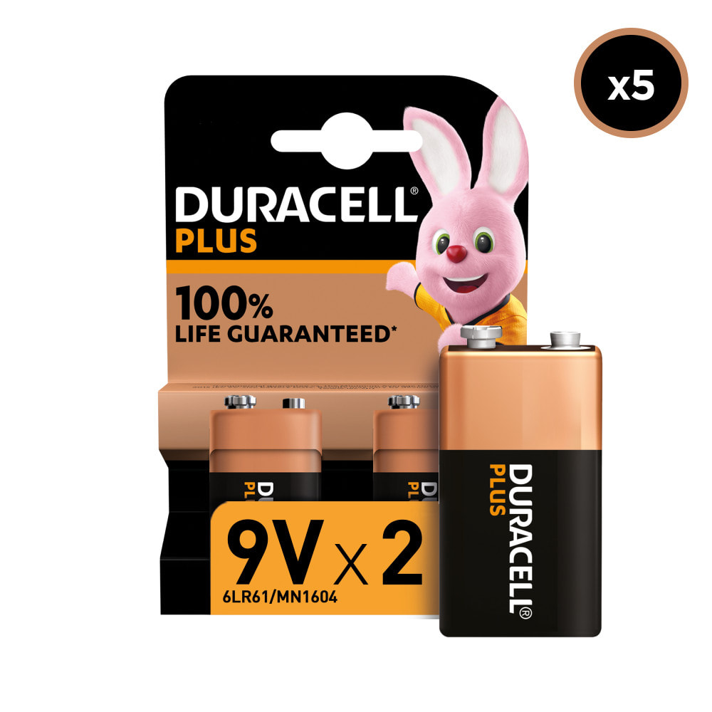 5x2 Piles Duracell Plus 9V