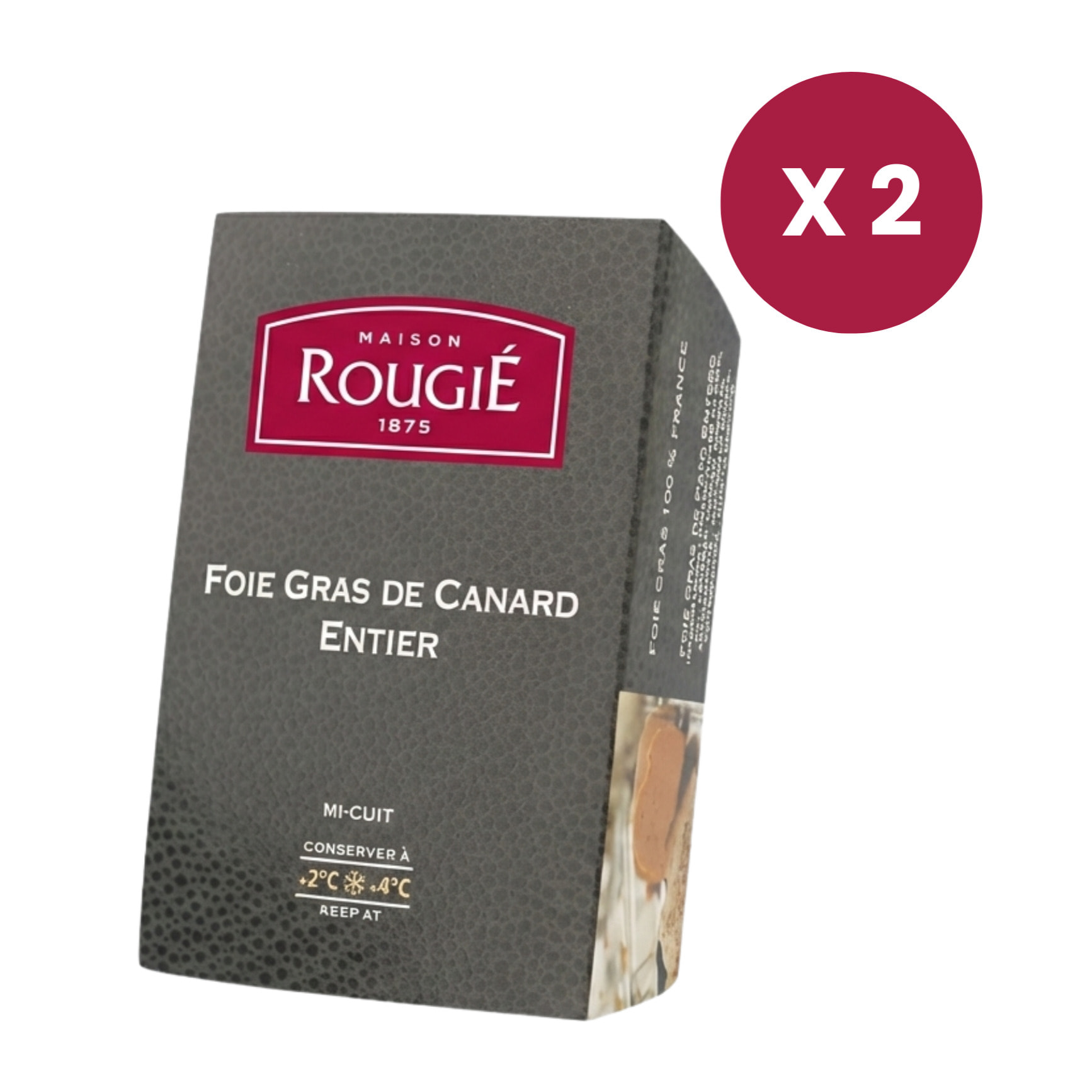 Lot de 2 - Foie Gras de Canard entier 180g - mi-cuit