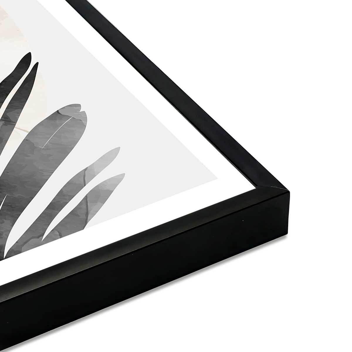 Affiche encadrée composition abstraite beige Affiche + cadre en métal - Noir