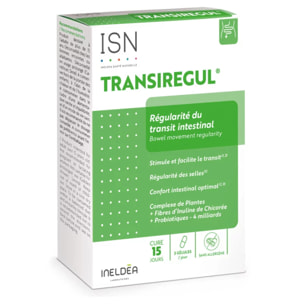 ISN - Transiregul® - Complément alimentaire aux extraits de plantes - Contribue à la régularité des selles et à une meilleure digestion - Cure de 15 j - 45 gélules végétales