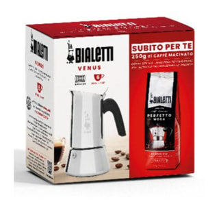 Cafetière italienne BIALETTI dont induction Venus - capacité 6 tasses + Café Perfetto moka classic 250g