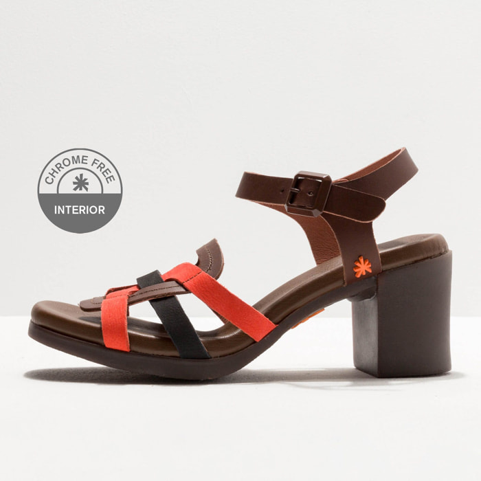 Sandalias con tacón 1842 GRASS WAXED BROWN-CORAL/ CANNES color Brown-coral