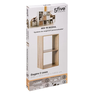 Étagère 2 cases "Mix N' Modul" effet bois naturel
