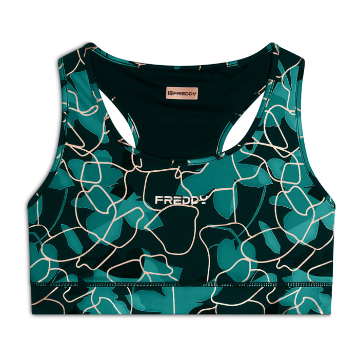 Reggiseno sportivo in tessuto tecnico floreale