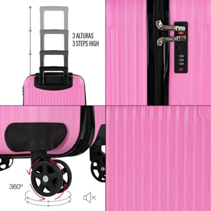 Juego De Maletas Rígidas Abs Itaca Ness Fucsia