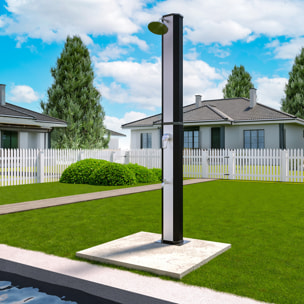 Doccia Solare 35 Litri 220 Cm Per Giardino Piscina Soffione Cromato Getto A Pioggia Con Regolatore Temperatura E Doccetta Per Piedi Attacco Per Tubo