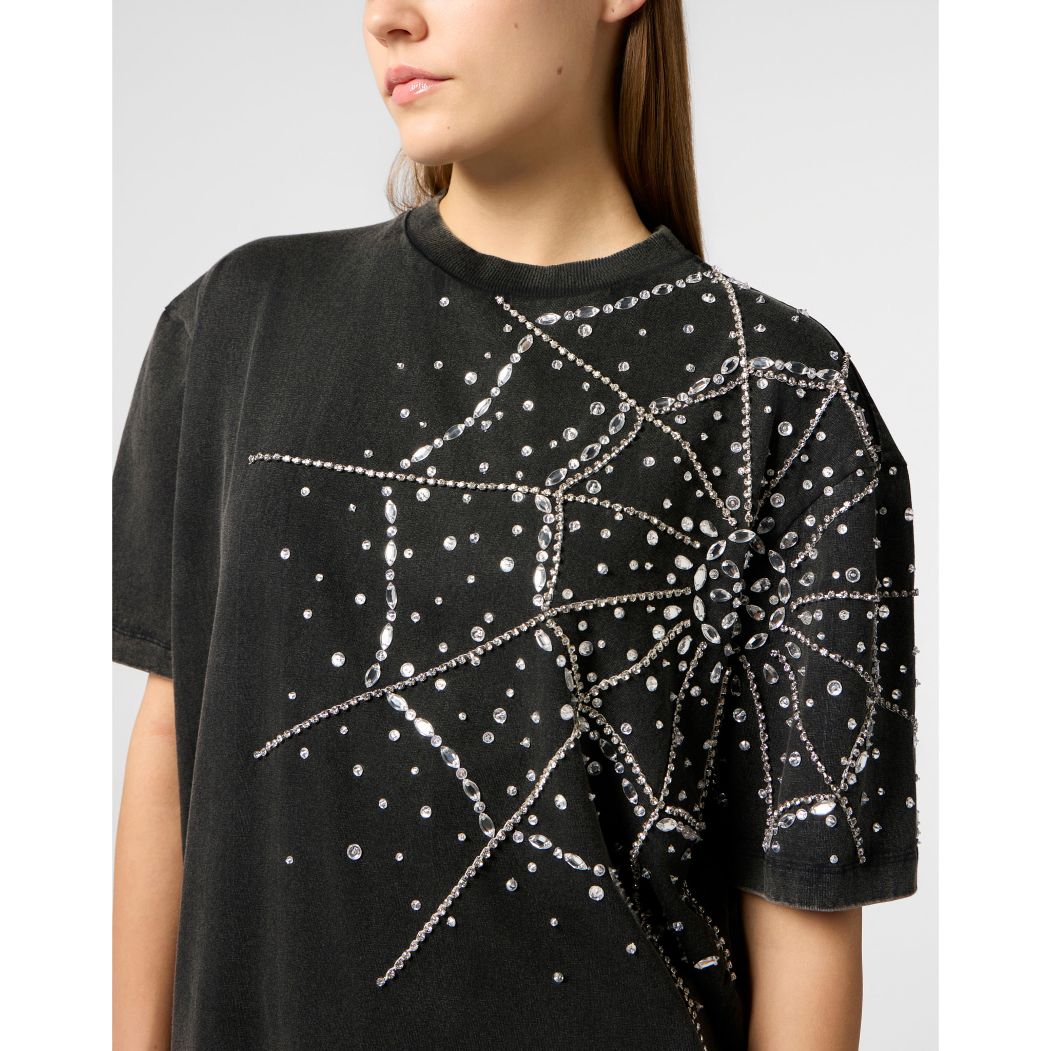 PHILIPP PLEIN T-Shirt Dress Spiderweb Strass