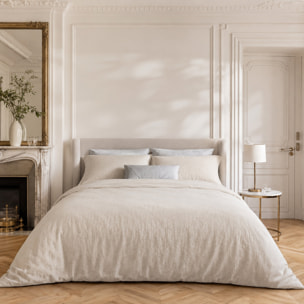 Parure housse de couette 100% coton lavé ecru - Drift