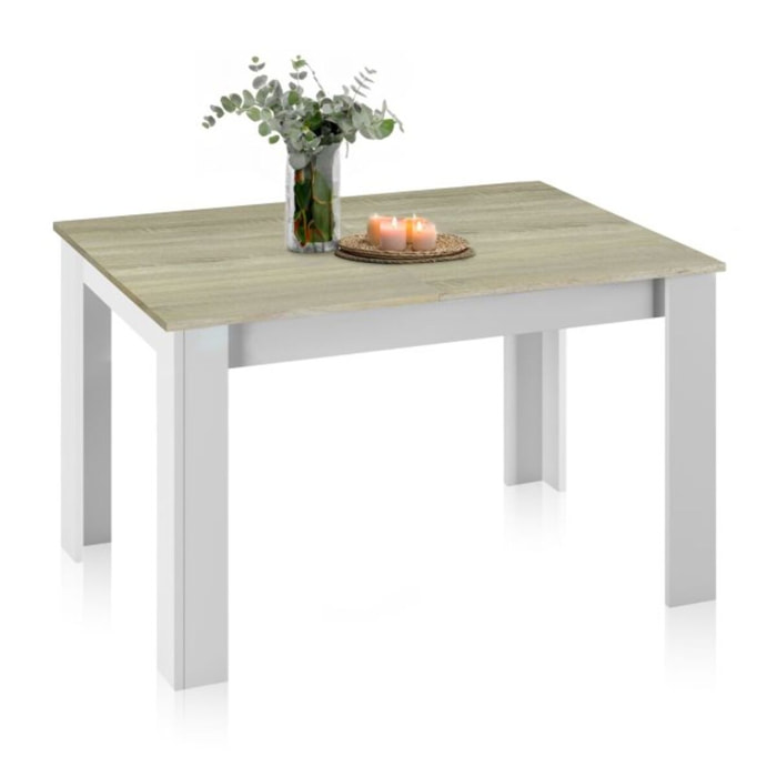 Mesa de comedor extensible Danna Blanco Artik (Blanco Mate) – Roble Alaska