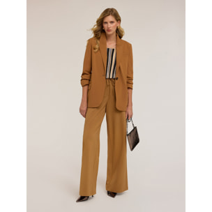 Motivi - Chaqueta de un solo botón con costuras en contraste - Marrón