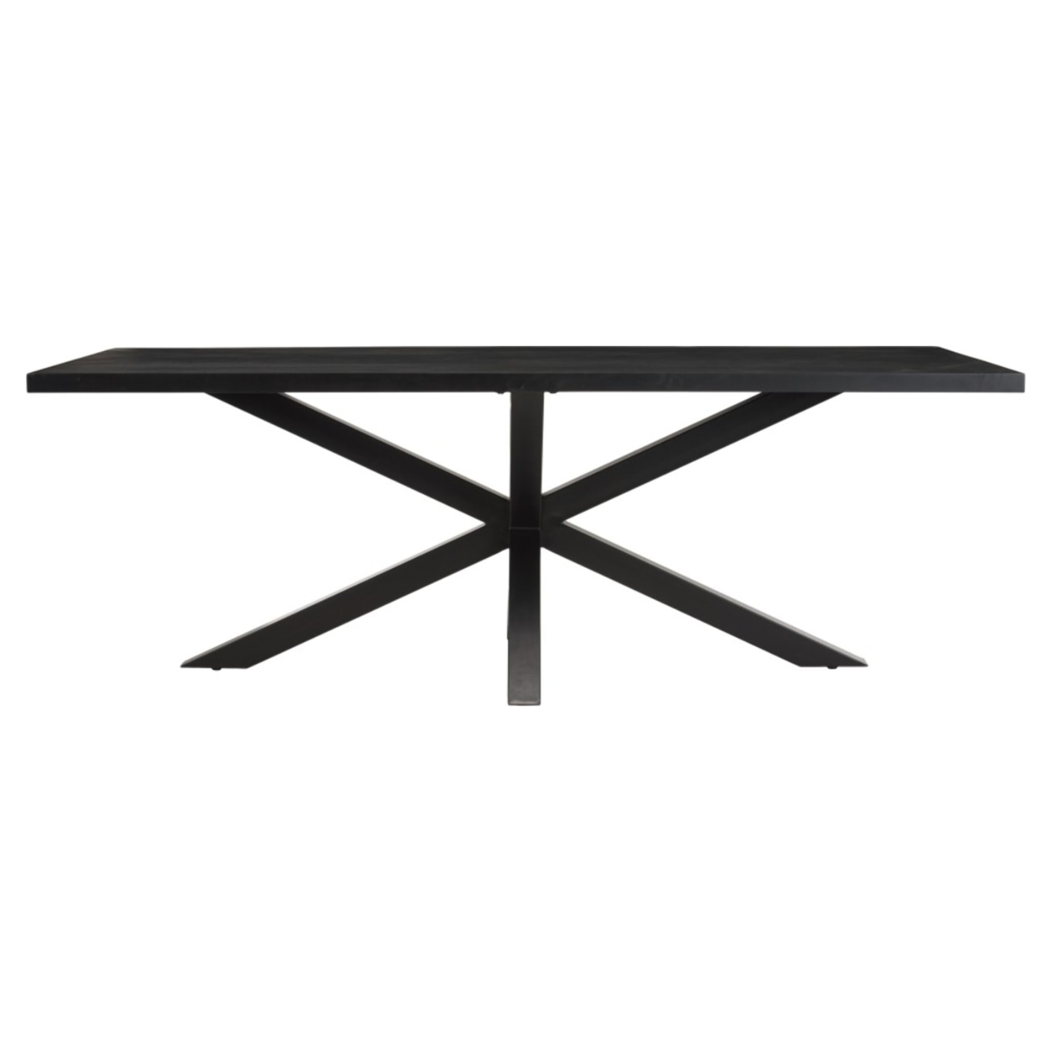 BASILE - Table à manger 220x100cm plateau noir effet pierre