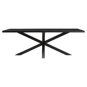 BASILE - Table à manger 220x100cm plateau noir effet pierre