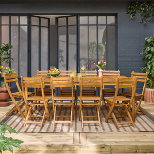 Table de jardin bois d'acacia + 10 assises CALENA + SENORA
