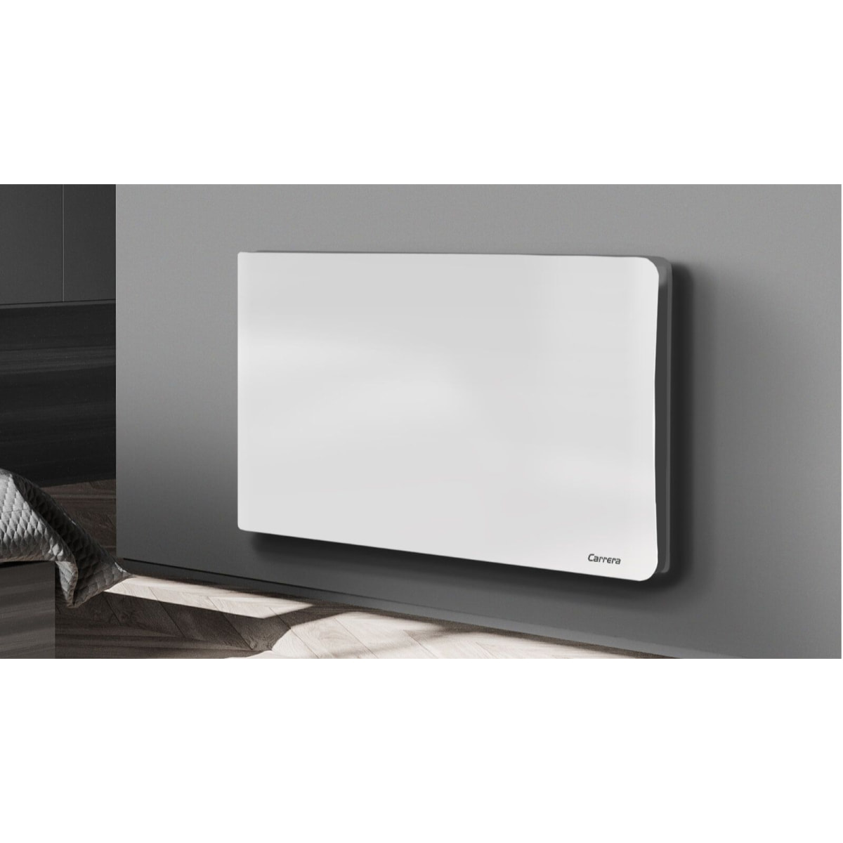 Radiateur inertie double coeur ceramique + film LCD 2000W blanc & gris