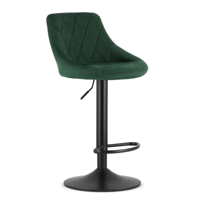 Sgabello da bar girevole OSKAR KAST velluto verde con base nera