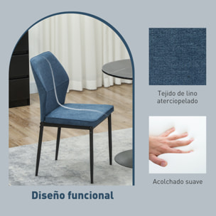 Juego de 2 Sillas de Comedor Modernas Sillas de Cocina con Asiento Acolchado y Tapizado Respaldo Curvo Patas de Acero para Salón Dormitorio Azul
