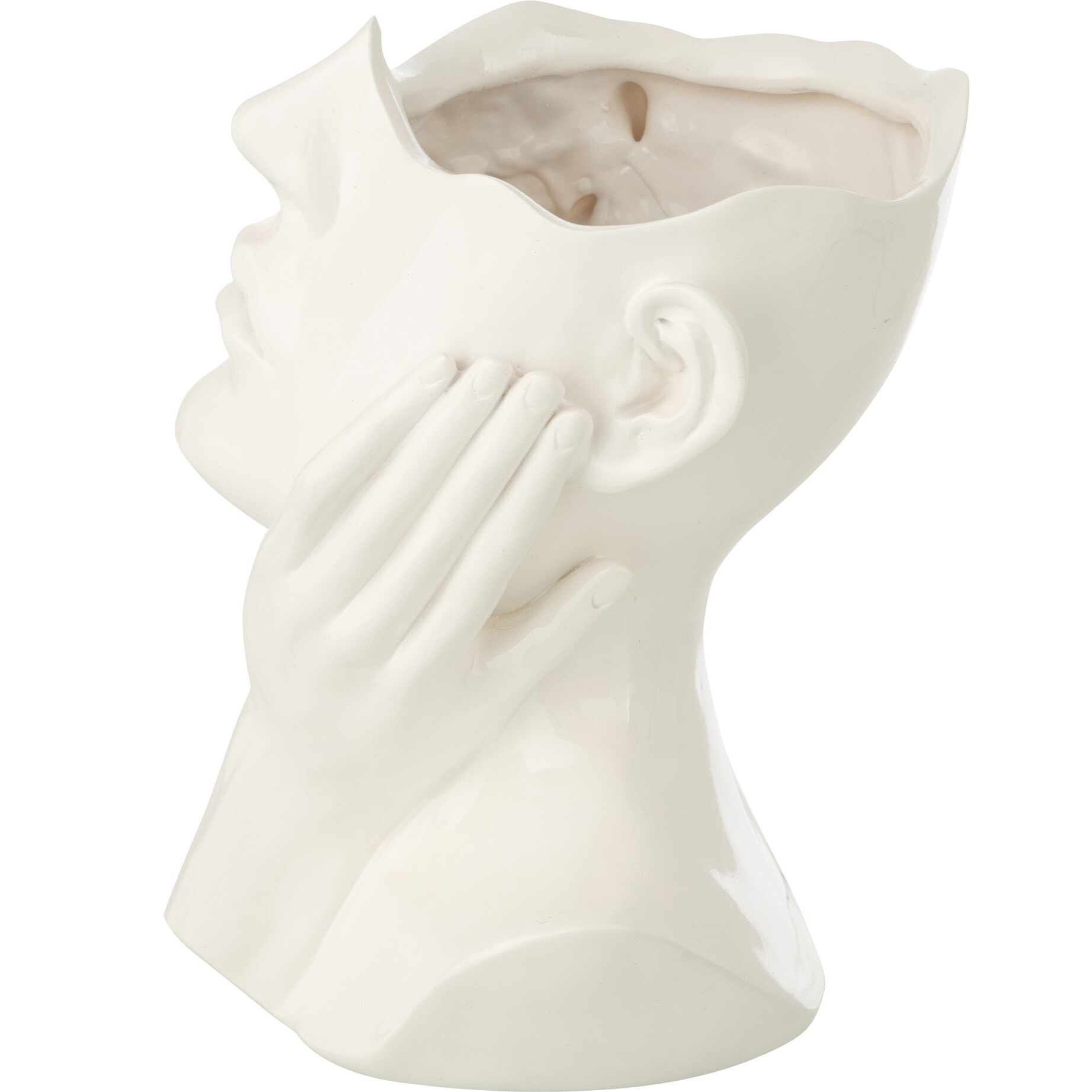 J-Line Cache-Pot Femme - polyrésine - blanc