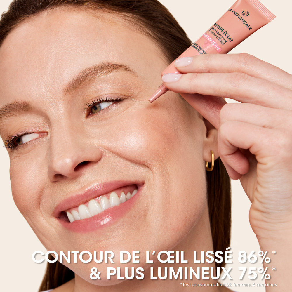 La Provençale Peptide-Eclat - Soin Yeux Rose Booster d'Eclat Anti-fatigue - Olive violette - Peptides & Pigments lumineux - 15ml