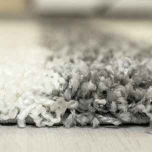 GALA - Tapis shaggy à poils longs motif géométrique gris clair