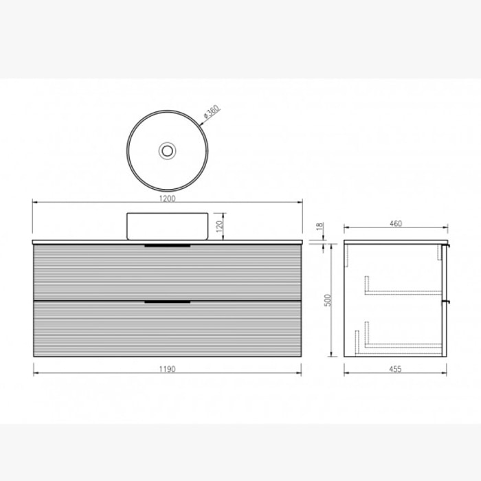 Meuble simple vasque blanc mat 120 cm Aqualinea