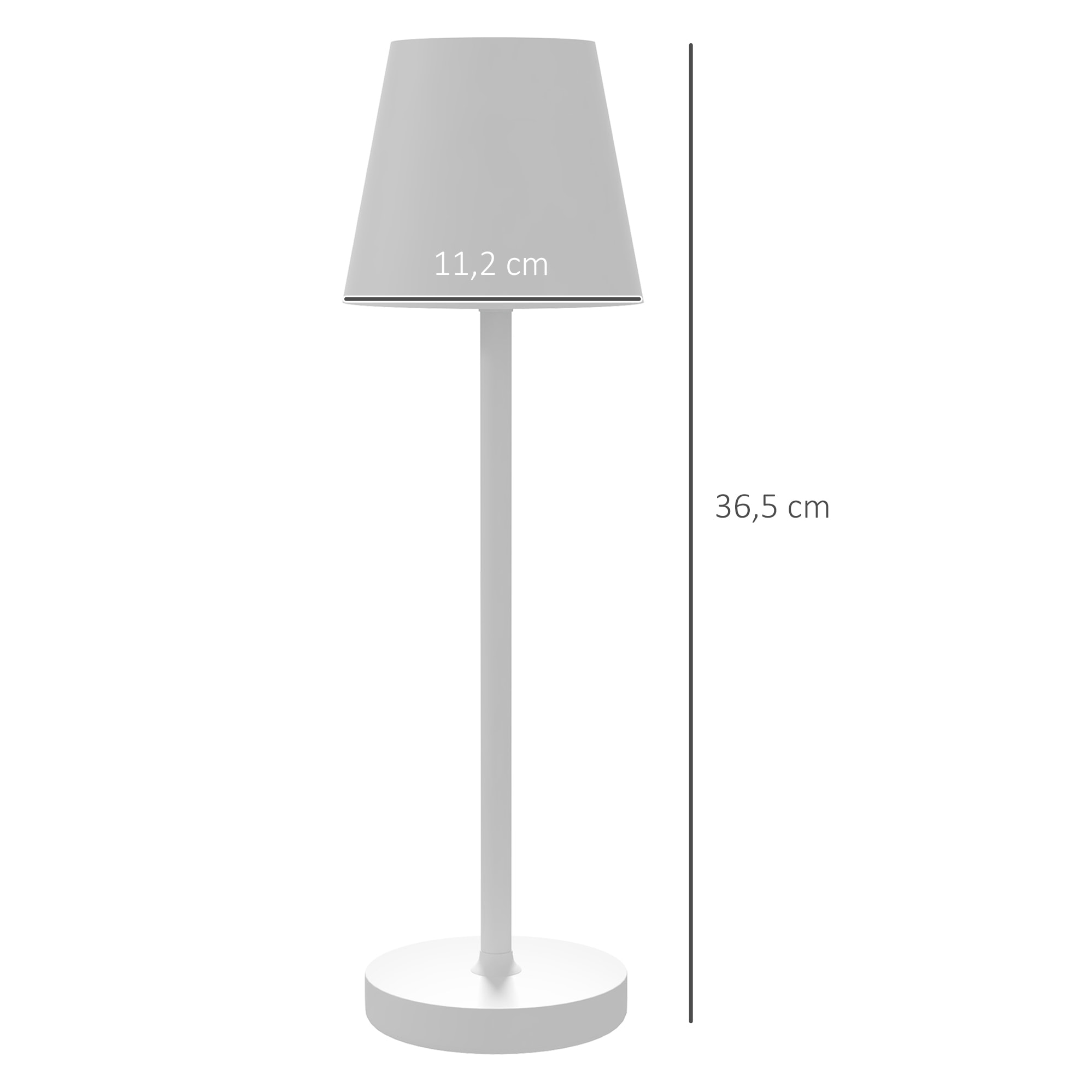 Lámpara de Mesita de Noche con Luces LED Lámpara de Mesa Inalámbrica USB-C Recargable 3 Colores Pantalla de Acrílico para Dormitorio Salón Ø11,2x36,5 cm Blanco
