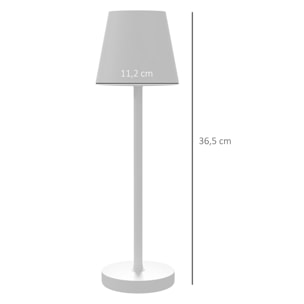 Lámpara de Mesita de Noche con Luces LED Lámpara de Mesa Inalámbrica USB-C Recargable 3 Colores Pantalla de Acrílico para Dormitorio Salón Ø11,2x36,5 cm Blanco