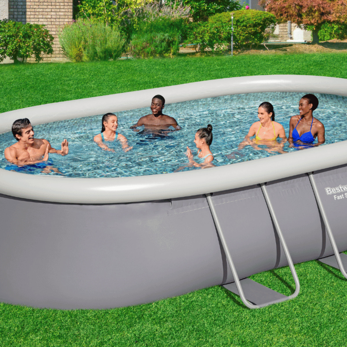 Bestway Piscine gonflable ovale Bestway Fast Set 488 x 305 x 107 cm grise