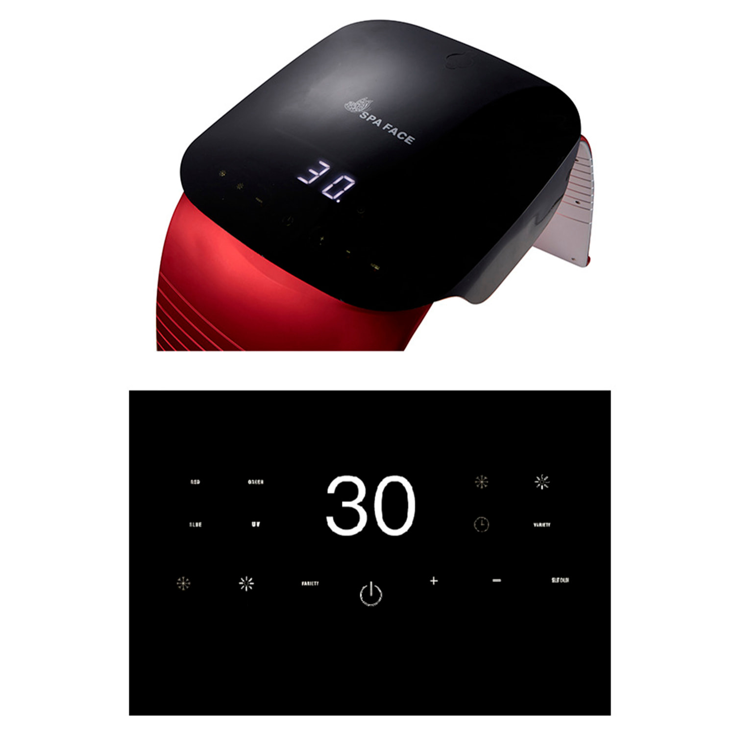 Dispositivo de luminoterapia con 7 colores, niebla de agua y compresa caliente.