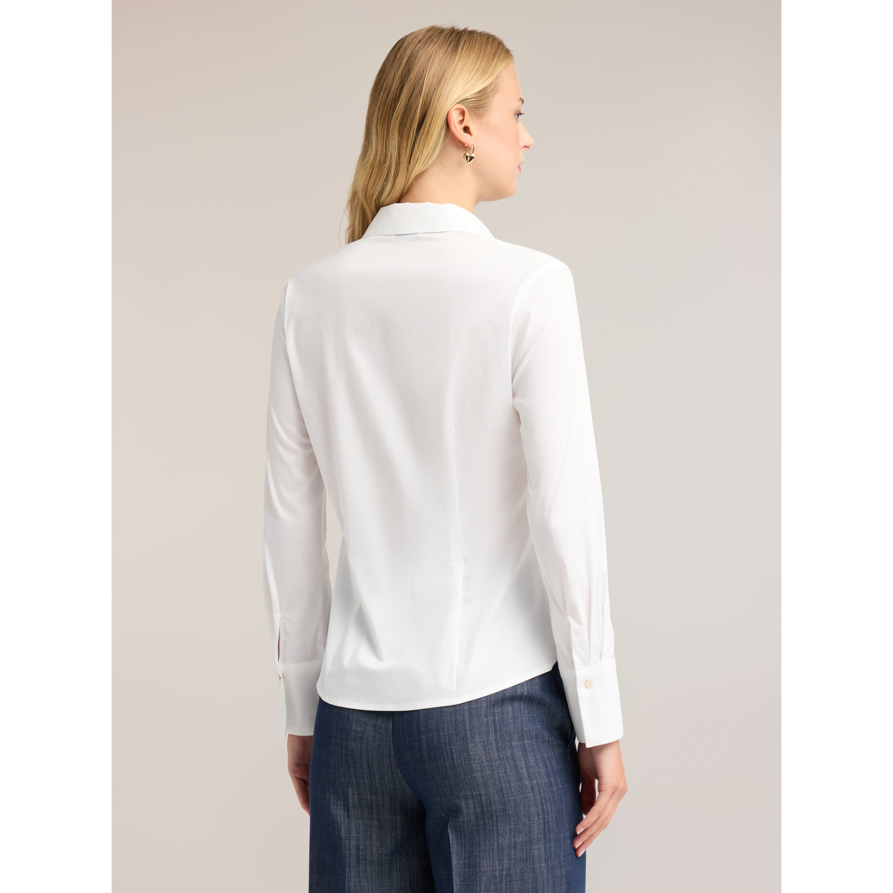 Motivi - Camicia in popeline con bottoni nascosti - Bianco