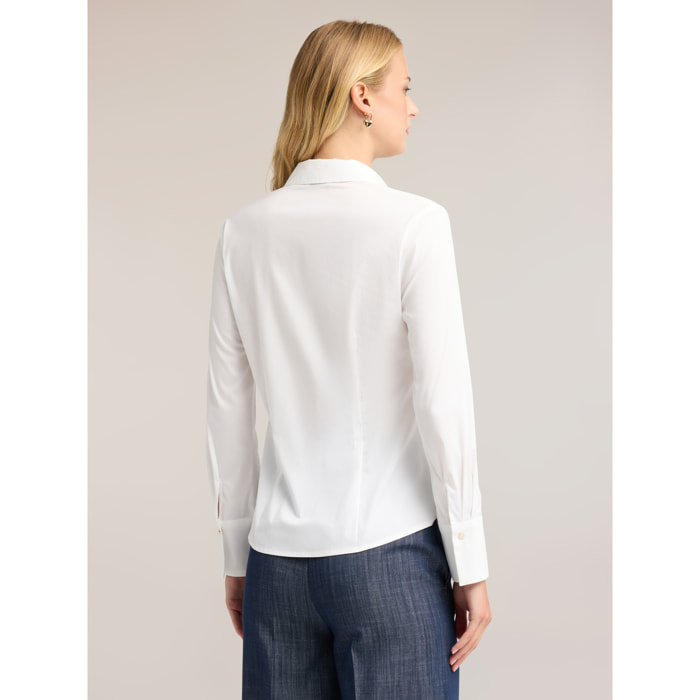 Motivi - Camicia in popeline con bottoni nascosti - Bianco