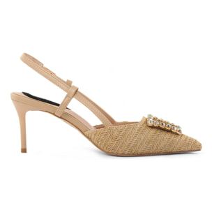 Slingback Donna colore Beige-Altezza tacco:8cm