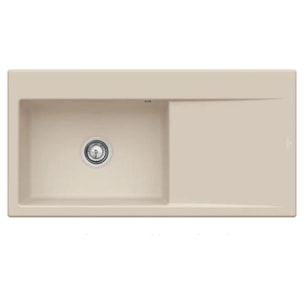 Evier a encastrer 1 bac Subway Style 60 egouttoir à droite vidage manuel Beige CeramicPlus