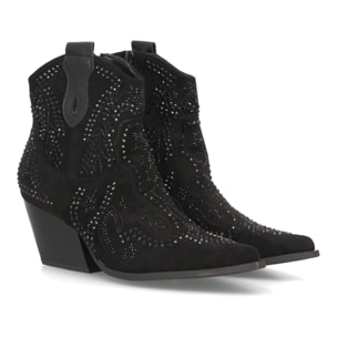 Botines cowboy con brillantes y tacón