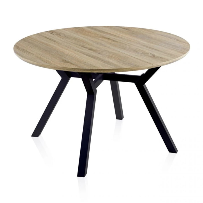 Mesa redonda extensible Aeris Negro - Roble
