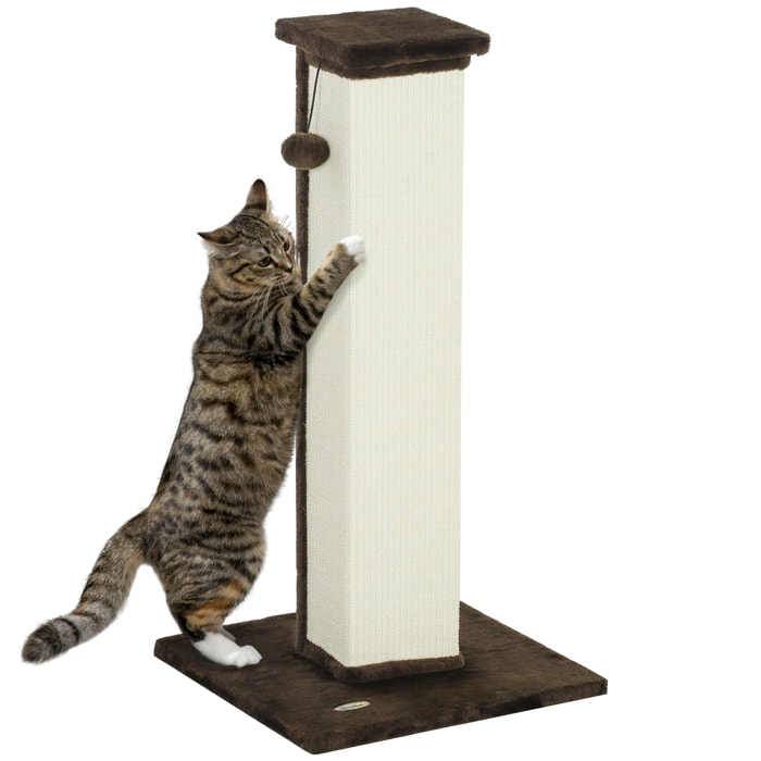 Poste Rascador para Gatos Altura 81 cm Rascador para Gatos Arañador para Gatos con Poste de Sisal y Bola Colgante 41x41x81 cm Marrón