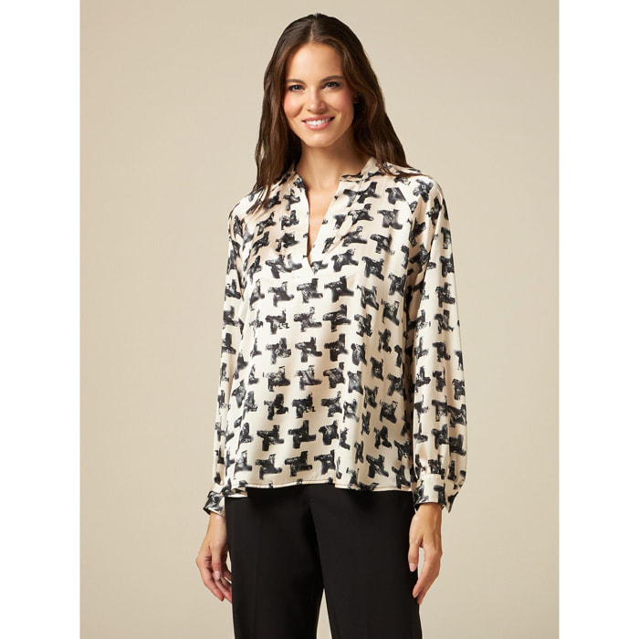 Oltre - Blusa de raso estampada - Beige