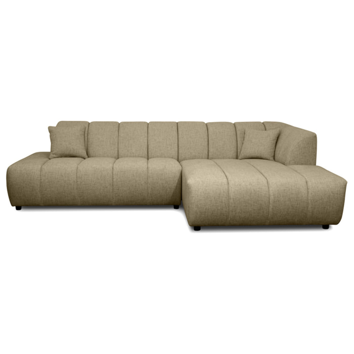 Curtis - canapé d'angle droit 4 places sans accoudoir en tissu texturé - Taupe