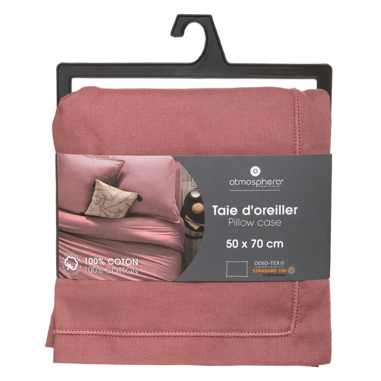 Taie d'oreiller "Carina" coton rose blush 50x70cm