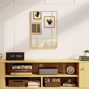 Espejo Rectangular de Pared, 70x50 cm, Espejo de Ventana con Marco de Metal, Decorativo para Salón, Dormitorio, Entrada