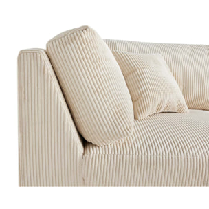 Garance - module d'assise d'angle réversible - en velours côtelé - Beige