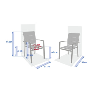 Fauteuil de jardin empilable "Allure" beige & avoine aluminium et texaline