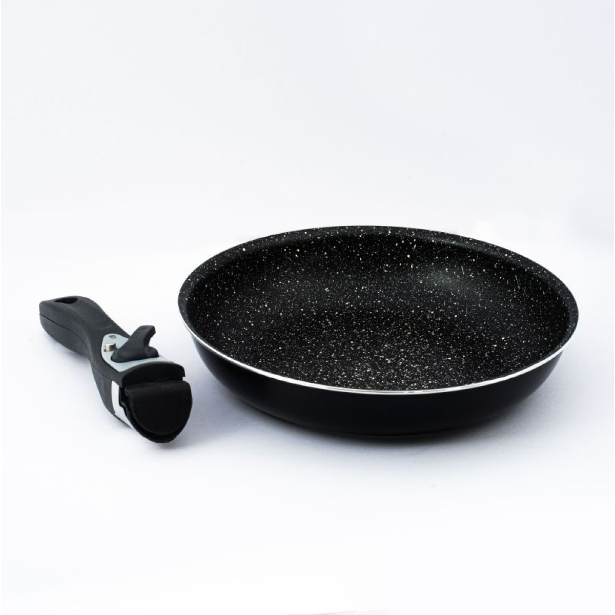 Batterie de cuisine revêtement pierre avec manche amovible 7 pièces noir Herzberg HG8053-BLK