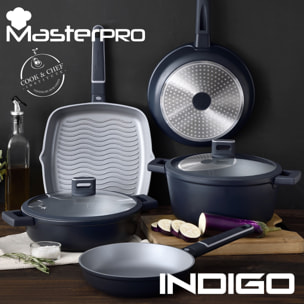 Cacerola Baja Ø28x8cm en Aluminio fundido con tapa apta para inducción INDIGO MasterPRO