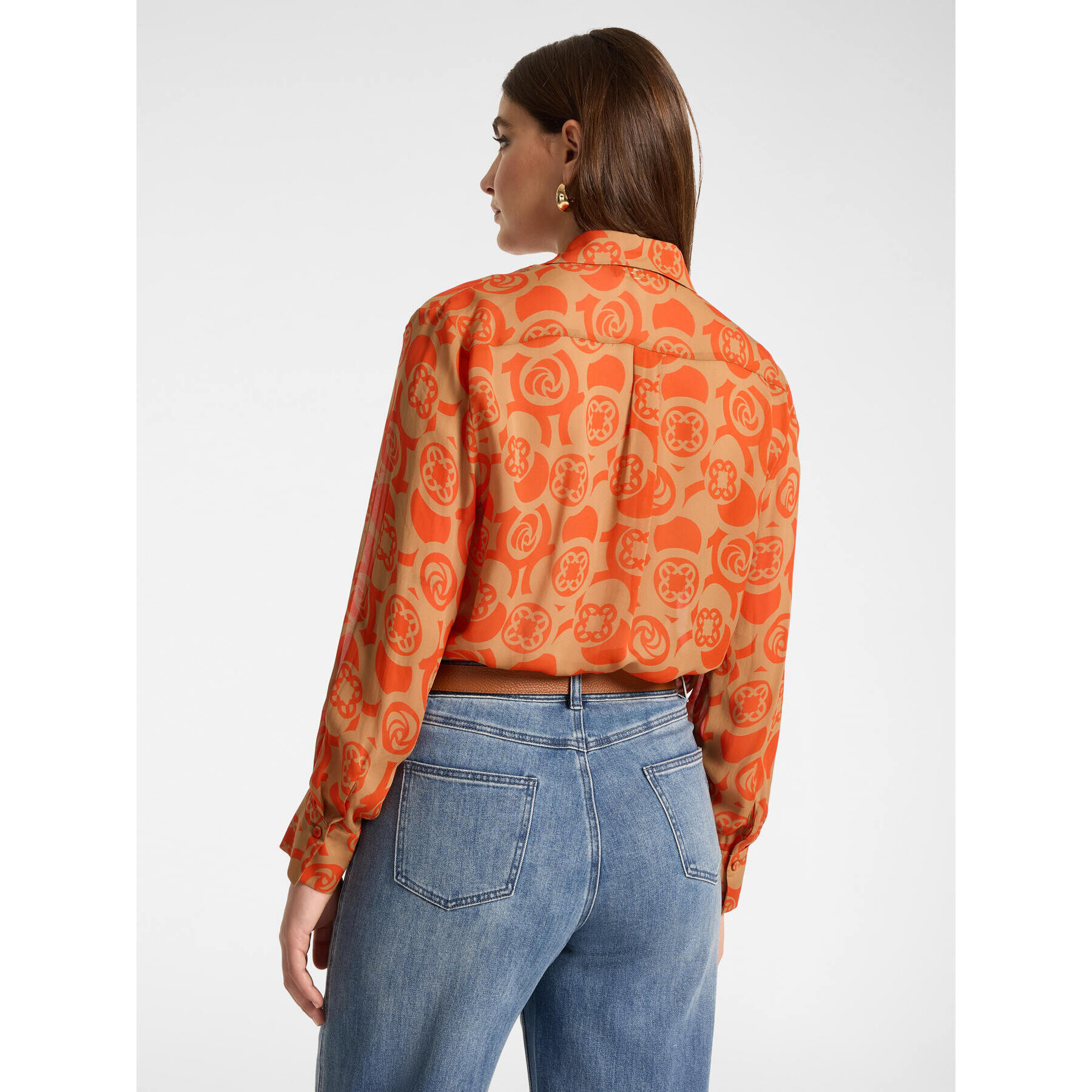 Elena Mirò - Camisa de viscosa estampada - Naranja sol