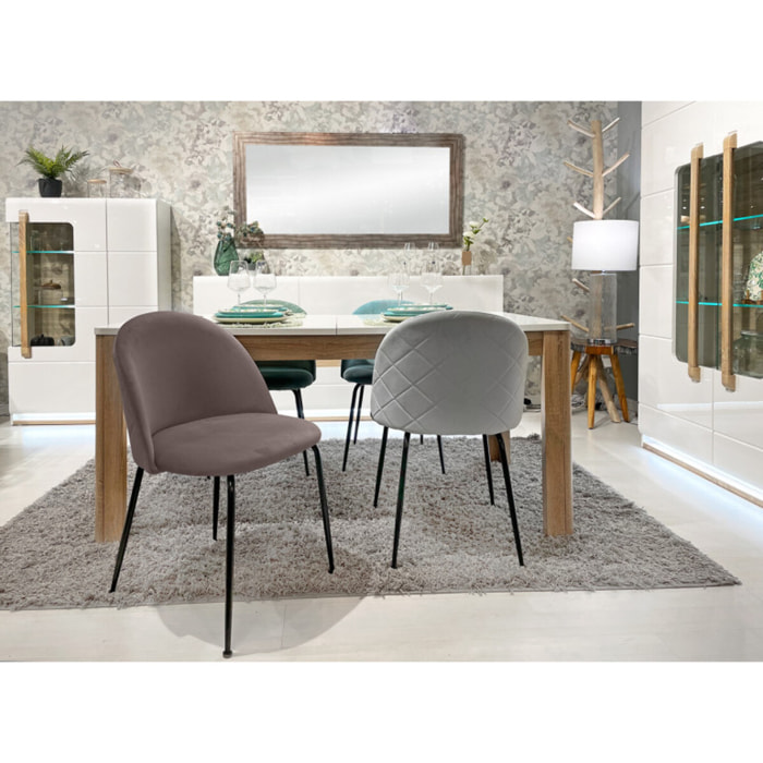 Chaise design en velours dossier capitonné - CLEA
