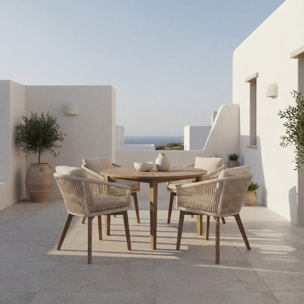 Chaise de jardin Nova -bois massif dacacia, corde et revêtement-couleur beige 60 x 84 x 63 cm